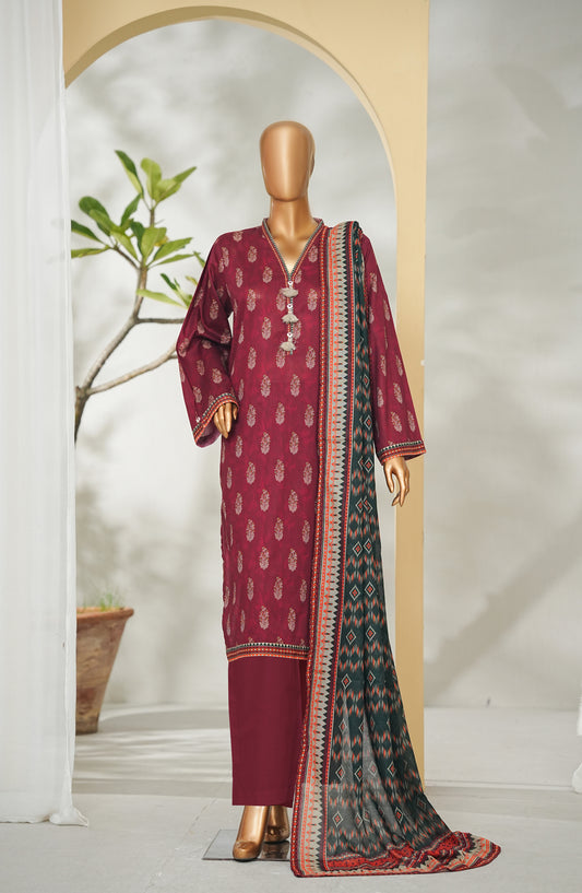 Bin Saeed Exclusive Printed Lawn Stitched 3 Piece Suit - D-08 - BS26XPL - Maroon - Summer Collection