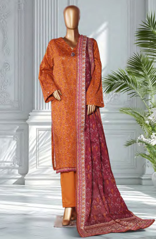 Bin Saeed Exclusive Printed Lawn Stitched 3 Piece Suit - D-05 - BS26XPL - Orange - Summer Collection