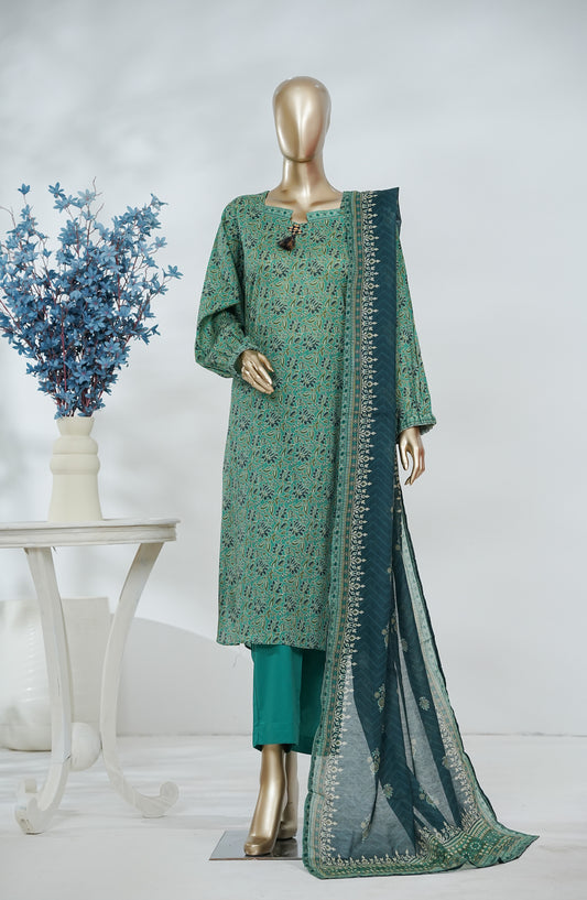 Bin Saeed Exclusive Printed Lawn Stitched 3 Piece Suit - D-04 - BS26XPL - Green - Summer Collection