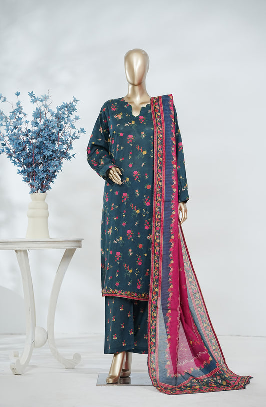 Bin Saeed Exclusive Printed Lawn Stitched 3 Piece Suit - D-02 - BS26XPL - Teal - Summer Collection