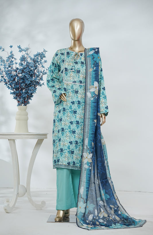Bin Saeed Exclusive Printed Lawn Stitched 3 Piece Suit - D-01 - BS26XPL - Blue - Summer Collection