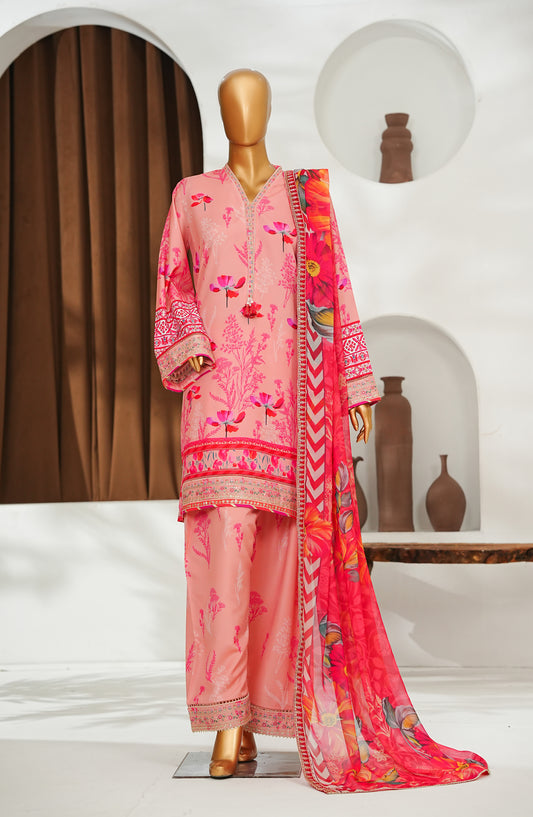 Bin Saeed Embroidered Lawn Stitched 3 Piece Suit - D-06 - BS26FTV - Pink - Festive Collection