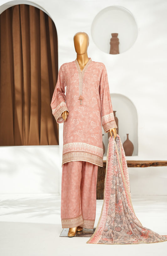Bin Saeed Embroidered Lawn Stitched 3 Piece Suit - D-05 - BS26FTV - Pink - Festive Collection