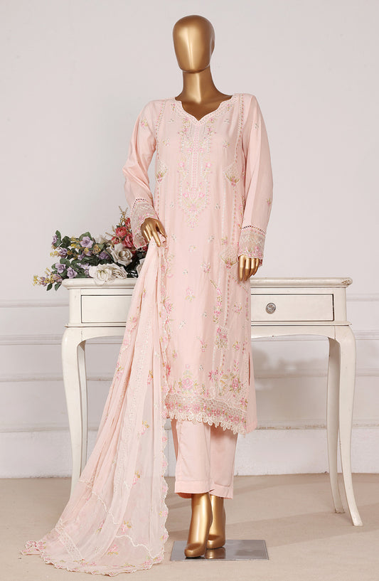 Bin Saeed Luxury Embroidered Formal Stitched 3 Piece Suit - D-13 - BS26FLX - Pink - Festive Collection