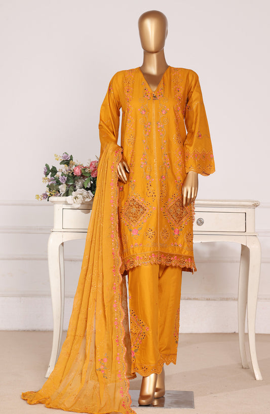 Bin Saeed Luxury Embroidered Formal Stitched 3 Piece Suit - D-11 - BS26FLX - Mustard - Festive Collection