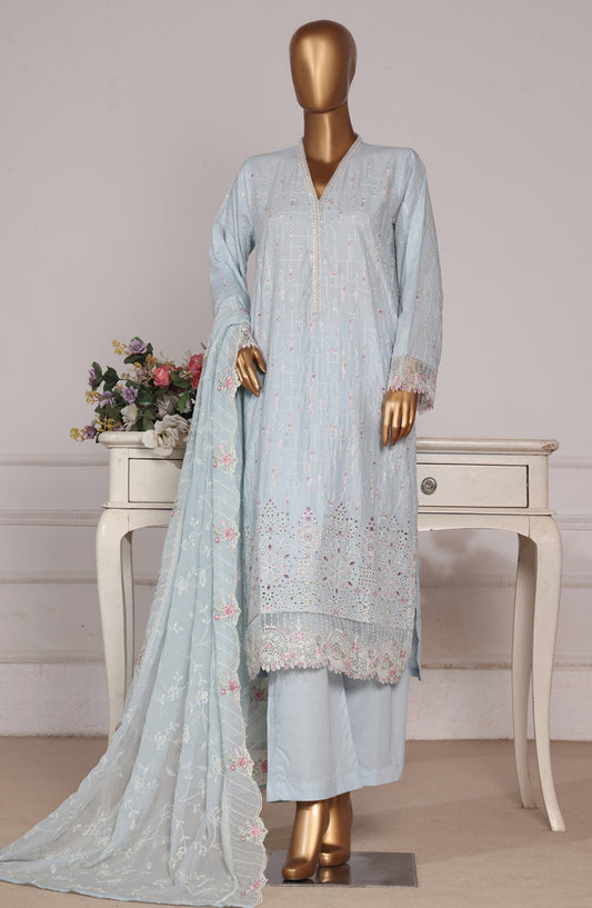 Bin Saeed Luxury Embroidered Formal Stitched 3 Piece Suit - D-10 - BS26FLX - Blue - Festive Collection