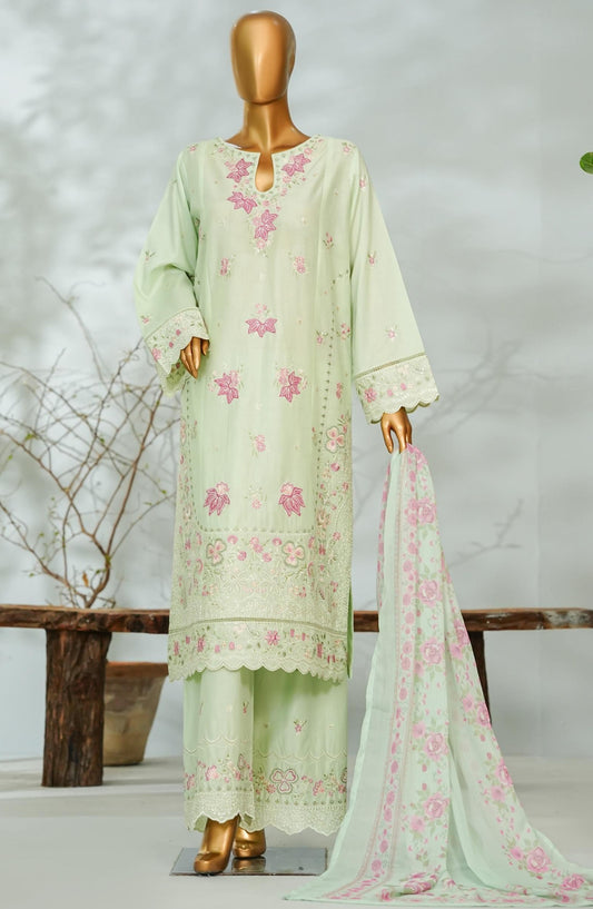 Bin Saeed Luxury Embroidered Stitched 3 Piece Suit - D-05 - BS26LQ - Green - Festive Collection
