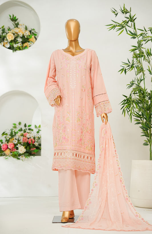 Bin Saeed Luxury Embroidered Stitched 3 Piece Suit - Design-06 - BS26PIC - Pink - Festive Collection