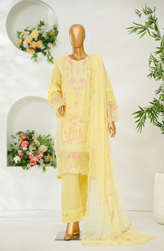 Bin Saeed Luxury Embroidered Stitched 3 Piece Suit - Design-03 - BS26PIC - Yellow - Festive Collection