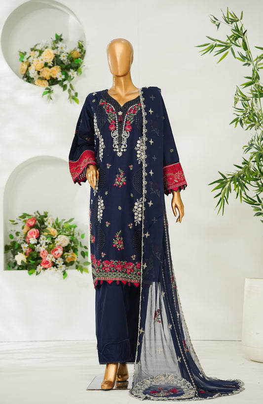 Bin Saeed Luxury Embroidered Stitched 3 Piece Suit - Design-01 - BS26PIC - Blue - Festive Collection