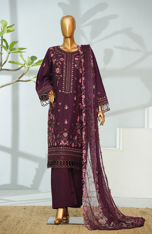 Bin Saeed Luxury Embroidered Formal Stitched 3 Piece Suit - D-04 - BS26DPC - Purple - Festive Collection