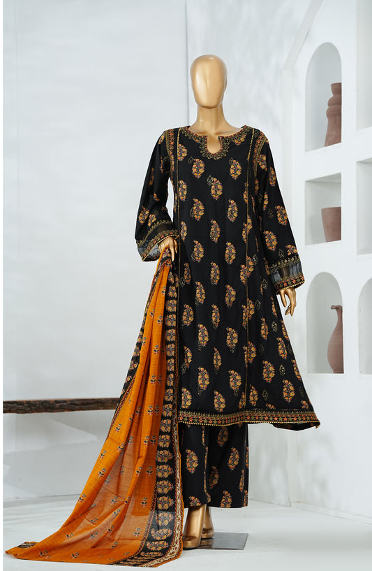 Bin Saeed Luxury Embroidered Frock Stitched 3 Piece Suit - D-05 - BS26LFO - Black - Festive Collection