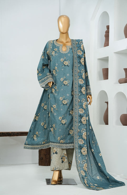 Bin Saeed Luxury Embroidered Frock Stitched 3 Piece Suit - D-06 - BS26LFO - Blue - Festive Collection