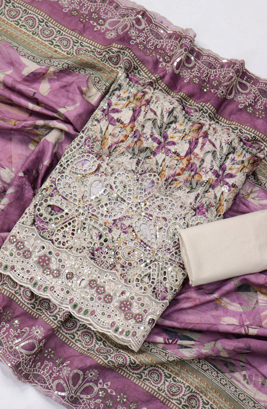 Bin Saeed Embroidered Lawn Unstitched 3 Piece Suit - Design-15 - BS26LLW - Purple - Summer Collection