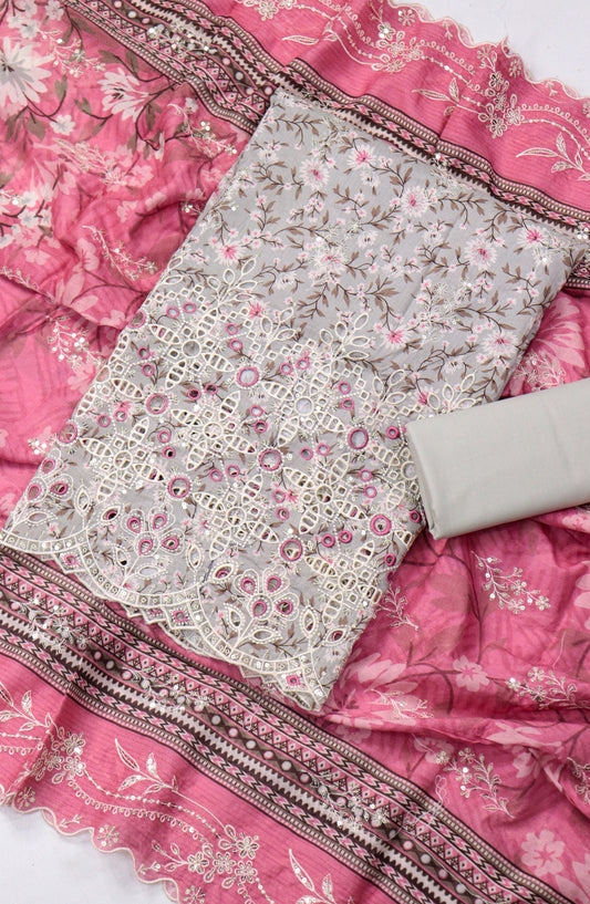 Bin Saeed Embroidered Lawn Unstitched 3 Piece Suit - Design-08 - BS26LLW - Pink - Summer Collection