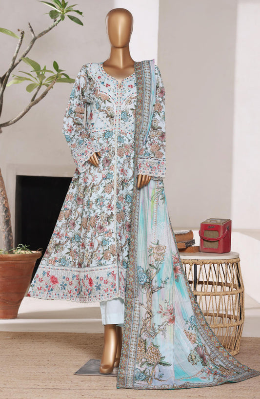 Bin Saeed Luxury Embroidered Lawn Stitched 3 Piece Suit - Design-02 - BS26FRO - Blue - Summer Collection