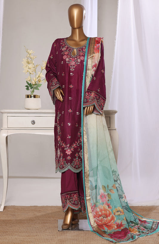 Bin Saeed Luxury Embroidered Jacquard Stitched 3 Piece Suit - Design-08 - BS26JCQ - Pink - Mid Summer Collection