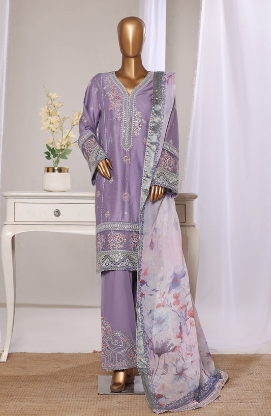 Bin Saeed Luxury Embroidered Jacquard Stitched 3 Piece Suit - Design-06 - BS26JCQ - Purple - Mid Summer Collection