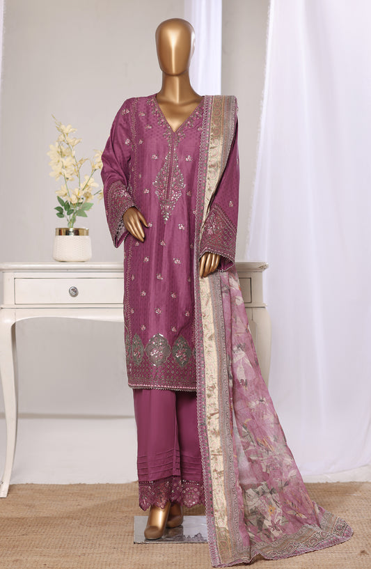 Bin Saeed Luxury Embroidered Jacquard Stitched 3 Piece Suit - Design-05 - BS26JCQ - Pink - Mid Summer Collection
