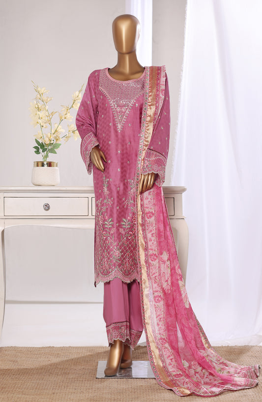 Bin Saeed Luxury Embroidered Jacquard Stitched 3 Piece Suit - Design-03 - BS26JCQ - Pink - Mid Summer Collection
