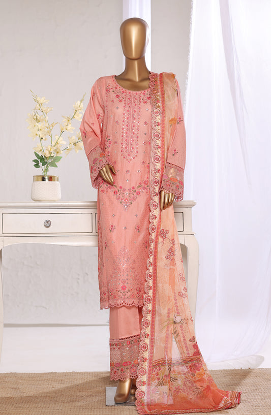 Bin Saeed Luxury Embroidered Jacquard Stitched 3 Piece Suit - Design-01 - BS26JCQ - Pink - Mid Summer Collection