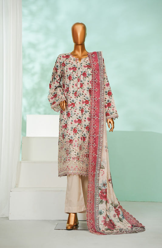 Bin Saeed Luxury Laserkari Lawn Stitched 3 Piece Suit - D-06 - BS26KRL - Pink - Summer Collection