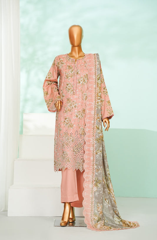 Bin Saeed Luxury Laserkari Lawn Stitched 3 Piece Suit - D-03 - BS26KRL - Pink - Summer Collection