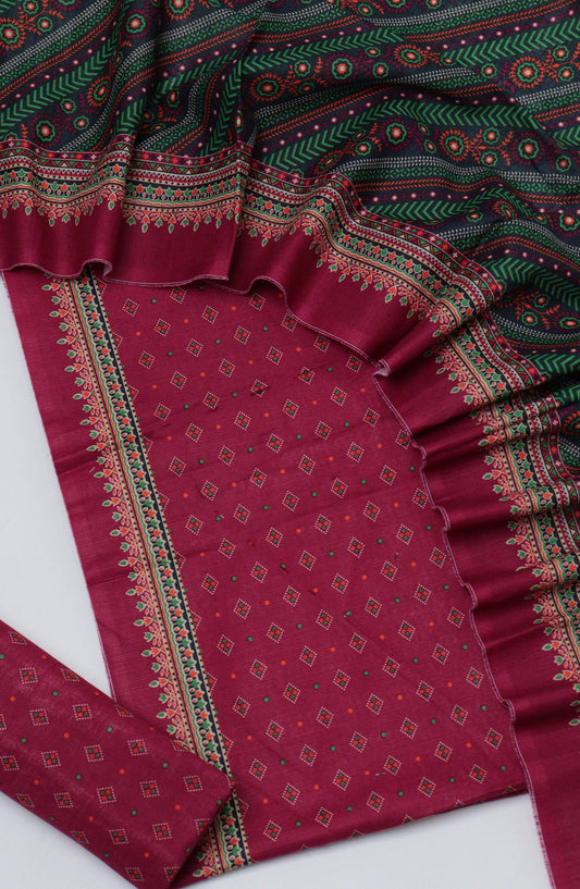 Bin Saeed Printed Khaddar Unstitched 3 Piece Suit - D-02 - BS26KDR - Pink - Winter Collection