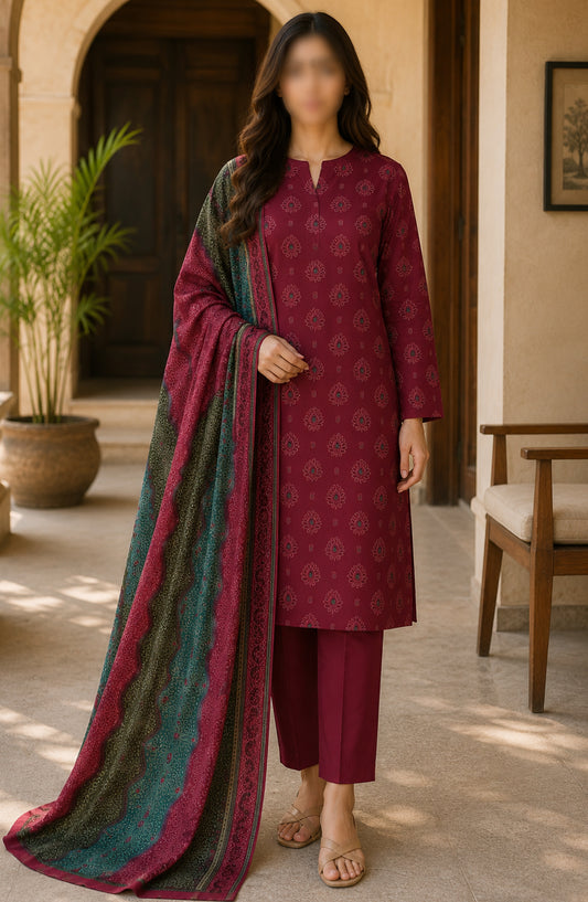 Bin Saeed Printed Lawn Unstitched 3 Piece Suit - PD-08 - BS26DCS - Red - Summer Collection