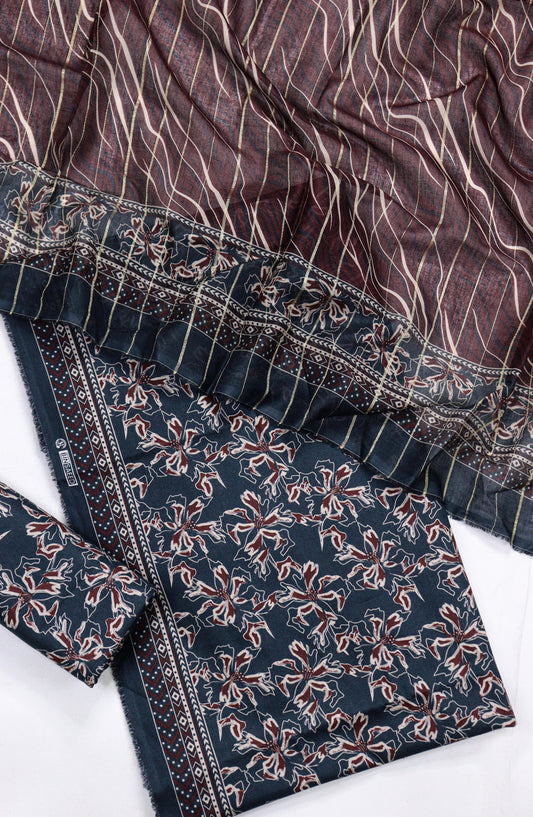 Bin Saeed Printed Lawn Unstitched 3 Piece Suit - D-15 - BS26PR - Blue - Summer Collection