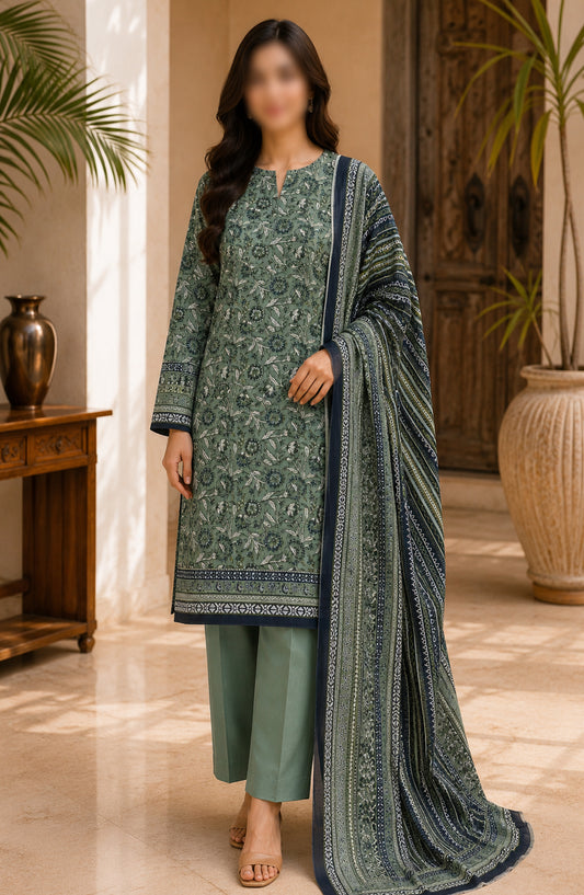 Bin Saeed Printed Lawn Unstitched 3 Piece Suit - BSD-08 - BS26DIN - Green - Summer Collection
