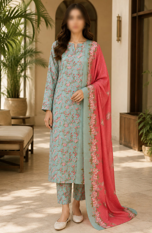 Bin Saeed Printed Lawn Unstitched 3 Piece Suit - BSD-02 - BS26DIN - Blue - Summer Collection