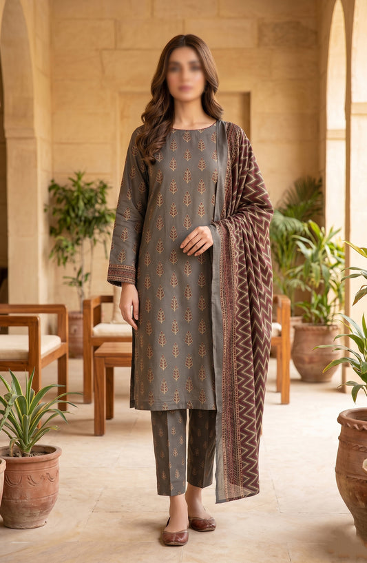 Bin Saeed Printed Lawn Unstitched 3 Piece Suit - BSD24 - BS26END - Grey - Summer Collection