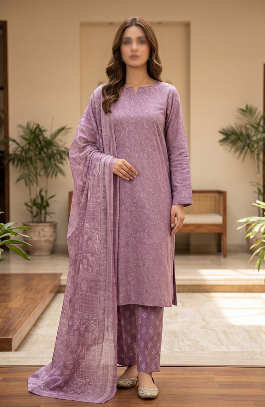Bin Saeed Printed Lawn Unstitched 3 Piece Suit - BSD22 - BS26END - Purple - Summer Collection