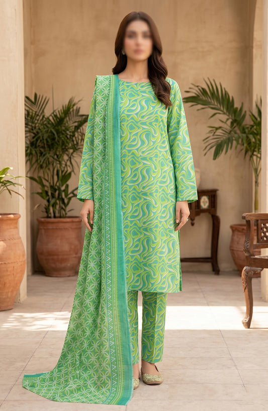 Bin Saeed Printed Lawn Unstitched 3 Piece Suit - BSD19 - BS26END - Green - Summer Collection