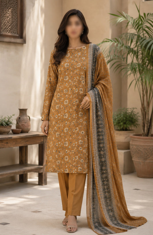 Bin Saeed Printed Lawn Unstitched 3 Piece Suit - PRD-33 - BS26VLP - Mustard - Summer Collection