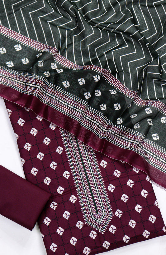 Bin Saeed Printed Lawn Unstitched 3 Piece Suit - D-09 - BS26PR - Red - Summer Collection