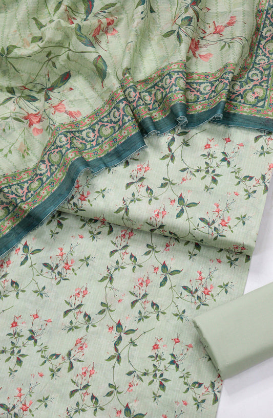 Bin Saeed Printed Lawn Unstitched 3 Piece Suit - D-01 - BS26PR - Green - Summer Collection