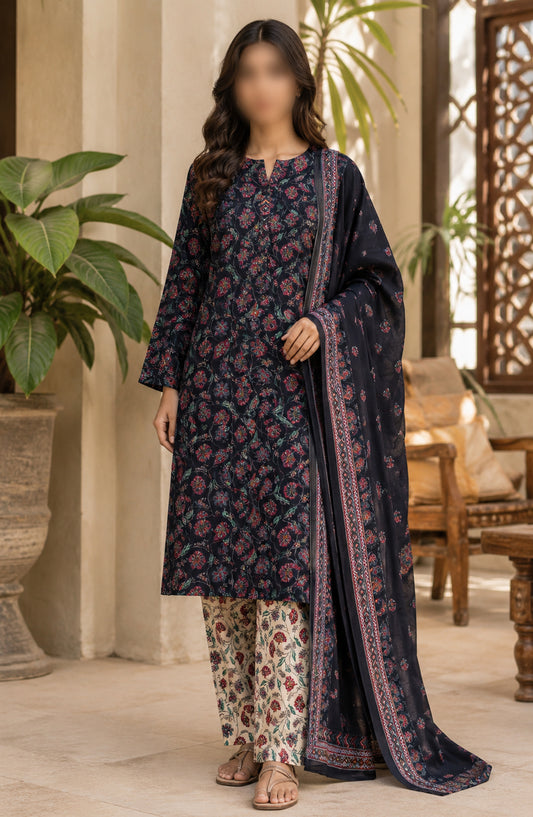 Bin Saeed Printed Lawn Unstitched 3 Piece Suit - PRD-24 - BS26VLP - Black - Summer Collection