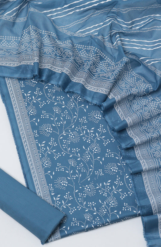 Bin Saeed Printed Cotton Unstitched 3 Piece Suit - D-07 - BS26TWL - Blue - Summer Collection