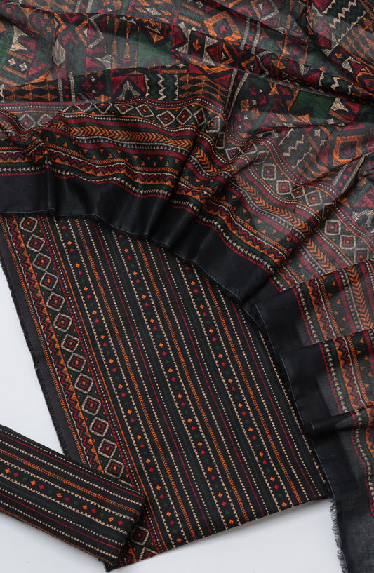 Bin Saeed Printed Cotton Unstitched 3 Piece Suit - D-34 - BS26PRTH - Black - Summer Collection