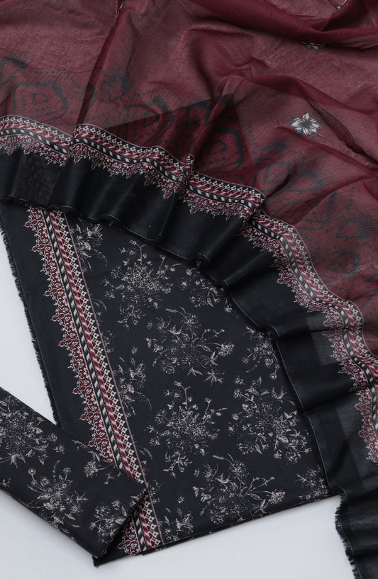 Bin Saeed Printed Cotton Unstitched 3 Piece Suit - D-06 - BS26PRTH - Black - Summer Collection