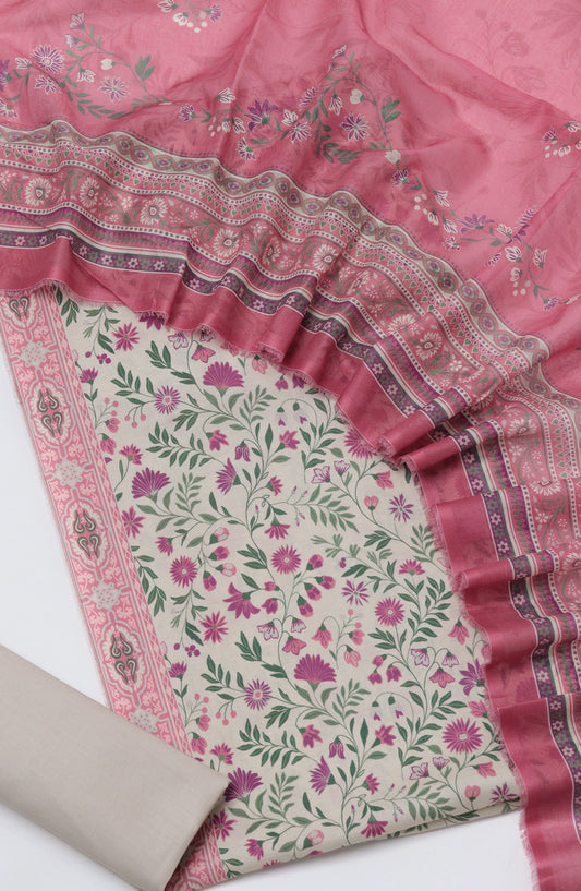 Bin Saeed Printed Cotton Unstitched 3 Piece Suit - D-05 - BS26FTH - Pink - Summer Collection