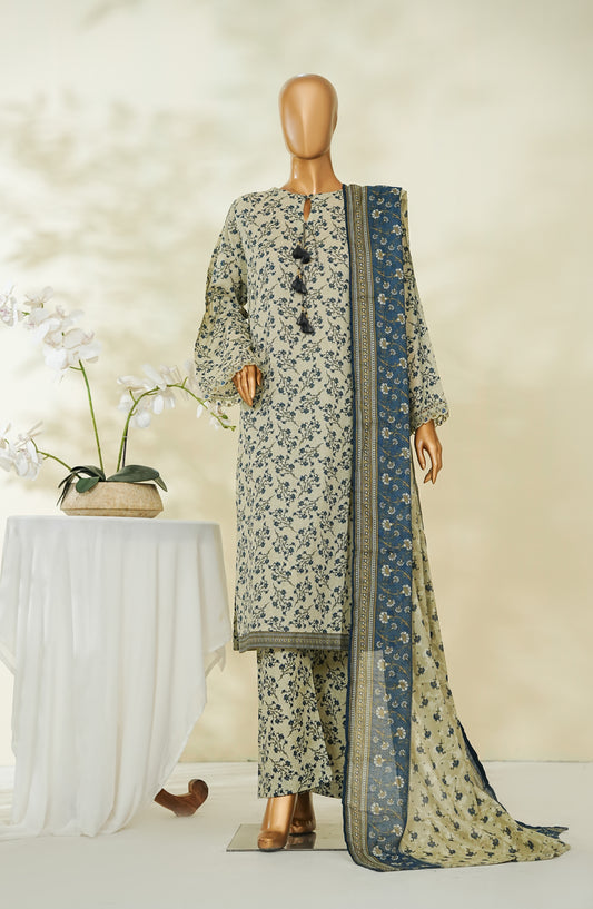 Bin Saeed Exclusive Printed Lawn Stitched 3 Piece Suit - D-13 - BS26STE - Cream - Summer Collection