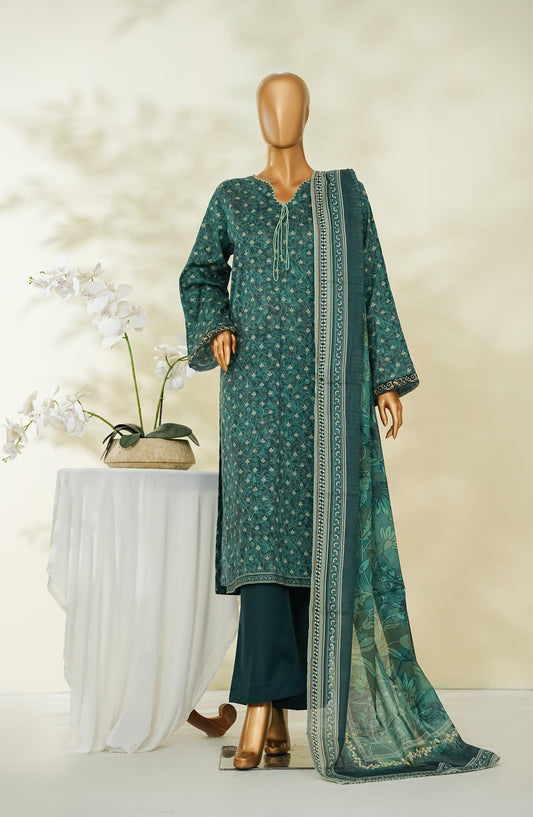 Bin Saeed Exclusive Printed Lawn Stitched 3 Piece Suit - D-04 - BS26STE - Green - Summer Collection