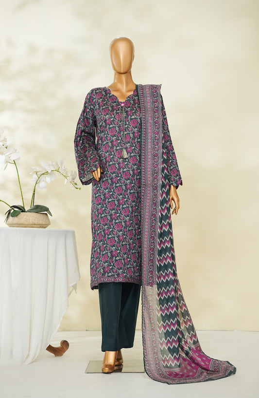 Bin Saeed Exclusive Printed Lawn Stitched 3 Piece Suit - D-01 - BS26STE - Purple - Summer Collection