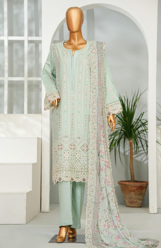 Bin Saeed Embroidered Lawn Stitched 3 Piece Suit - D-06 - BS26CHF - Green - Festive Collection