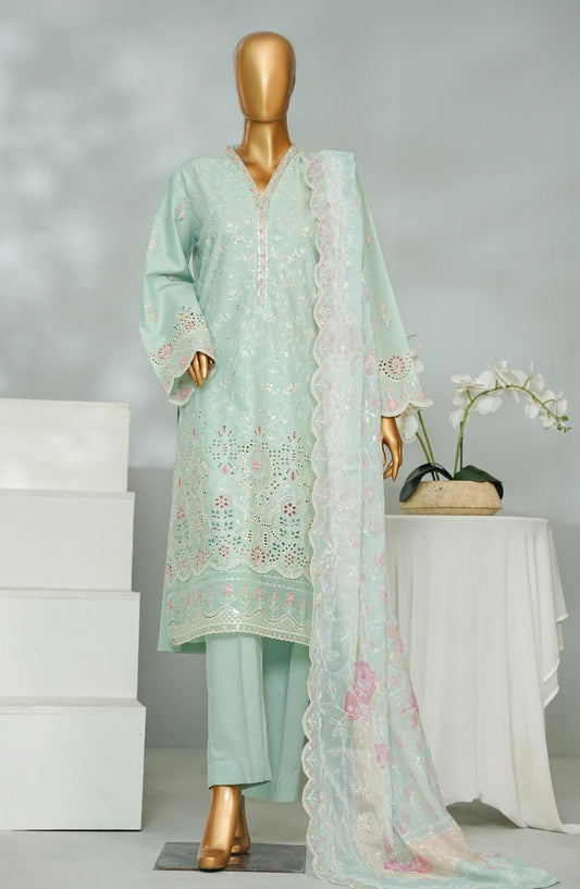 Bin Saeed Embroidered Lawn Stitched 3 Piece Suit - D-01 - BS26CHF - Green - Festive Collection
