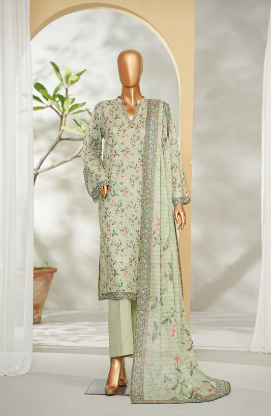 Bin Saeed Printed Lawn Stitched 3 Piece Suit - Design-24 - BS26RT - Green - Summer Collection