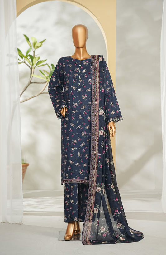 Bin Saeed Printed Lawn Stitched 3 Piece Suit - Design-43 - BS26RT - Blue - Summer Collection
